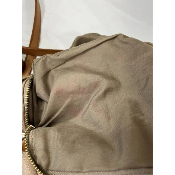 Valentina Beige Pebbled Leather Shoulder Bag Small - Picture 13 of 15